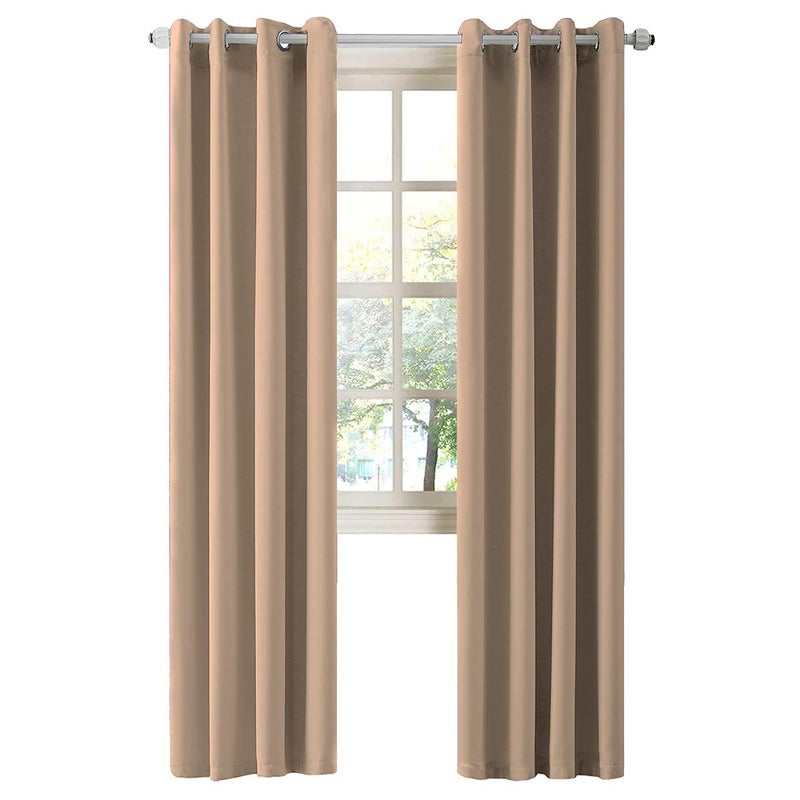LA PALMA Thermal Insulated Blackout Darkening Grommet Living Room Curtains Window Drapes for Bedroom Pack of 2 Panels - Image 1